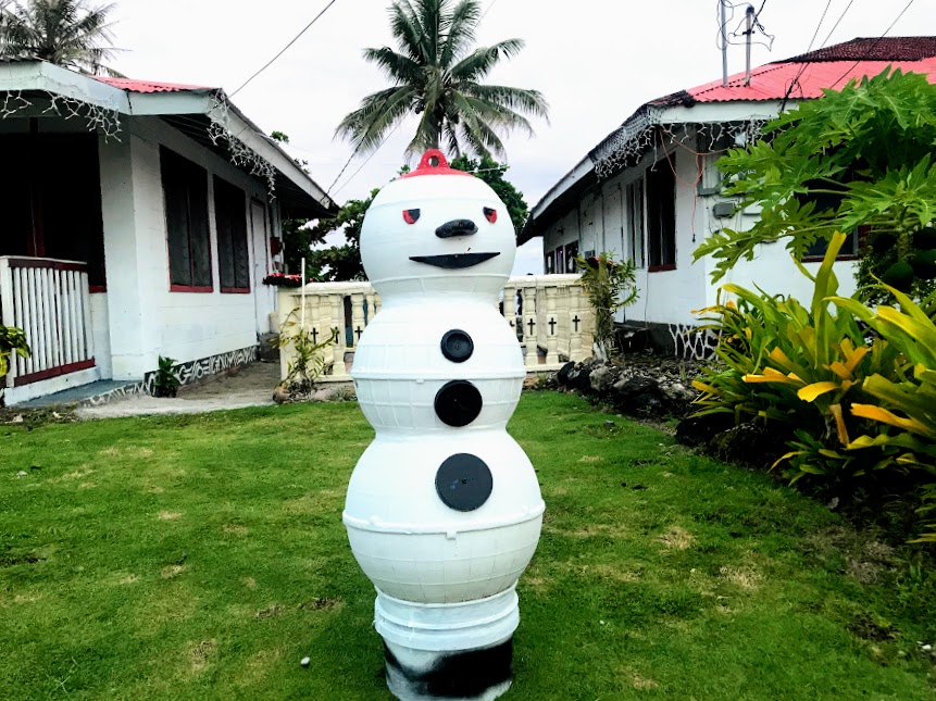 Snowman Made from Buoys 