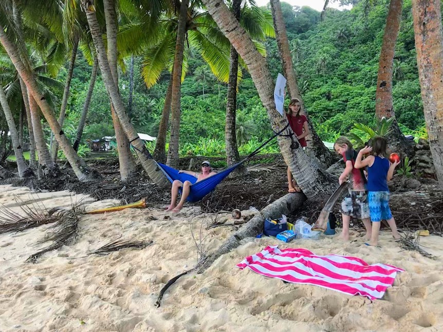 Family spending Christmas at the beach