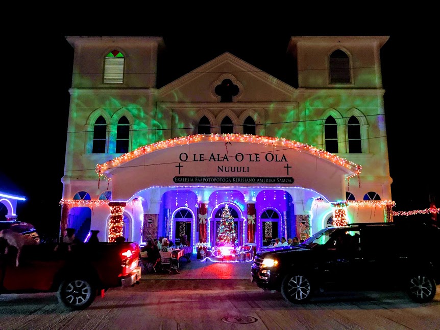 Church Decorated for Christmas in American Samoa